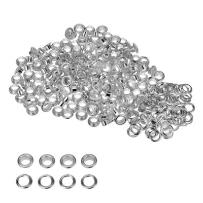 8mm Brass Eyelets with Washers, Rust-Proof Grommets, Silver - 100pcs
