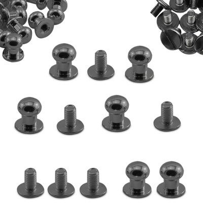 8mm Chicago Rivets, Round Sam Browne Studs for DIY Leathercrafts, Gunmetal - 50pcs