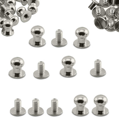 8mm Chicago Rivets, Round Sam Browne Studs for DIY Leathercrafts, Silver - 50pcs