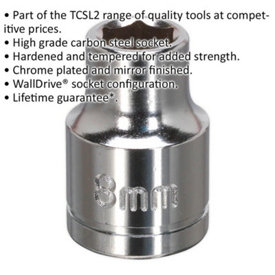 8mm Chrome Plated Drive Socket - Durable 3/8 Inch Square Drive Tool for ...