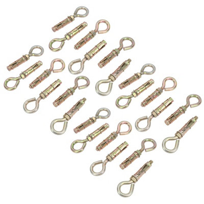 8mm Close Hook Anchor Eye Bolt Rawl Expansion Bolts Shield Wall 24 Pack