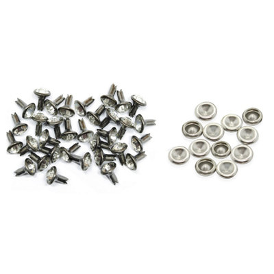 8mm Diamante Rivets with Pins, Clear with Black Crystal Rivets Rhinestone Studs, 10pcs