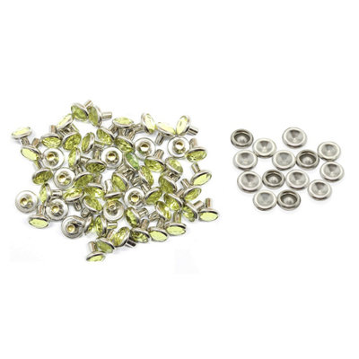 8mm Diamante Rivets with Pins, Lime Green Crystal Rivets Rhinestone Studs, 10pcs