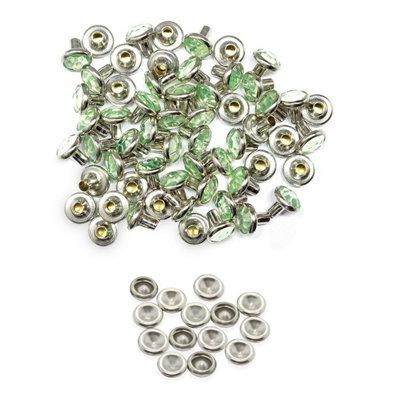 8mm Diamante Rivets with Pins, Mint Green Crystal Rivets Rhinestone Studs, 10pcs