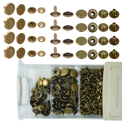 8mm Double Cap Tubular Rivets, 15mm S-Spring Studs & 14mm Snaps with ...