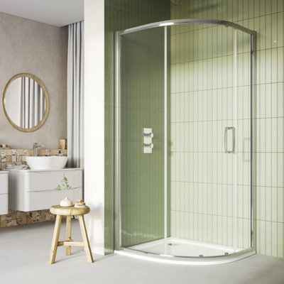 8mm Easy Clean Glass 1 Door Offset Quadrant Shower Enclosure 900 x 760mm Chrome Price Comparisons | Compare The Build