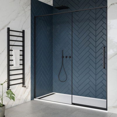 8mm Easy Clean Glass Framed Sliding Door 1200mm Black - Left Hand Price Comparisons | Compare The Build