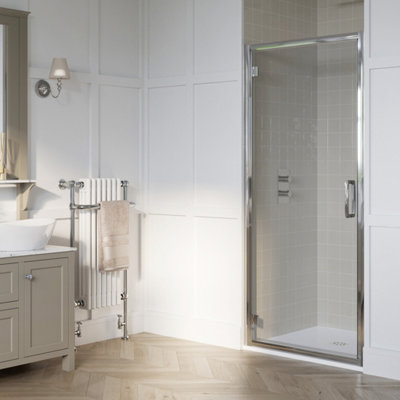 8mm Easy Clean Glass Hinged Shower Door 760mm Chrome Price Comparisons | Compare The Build