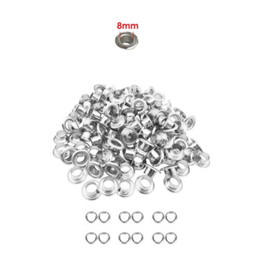 8mm Eyelets with Washers, Silver - 100pcs