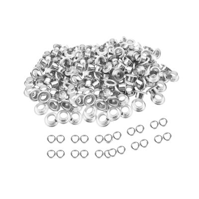 8mm Eyelets with Washers, Silver - 100pcs