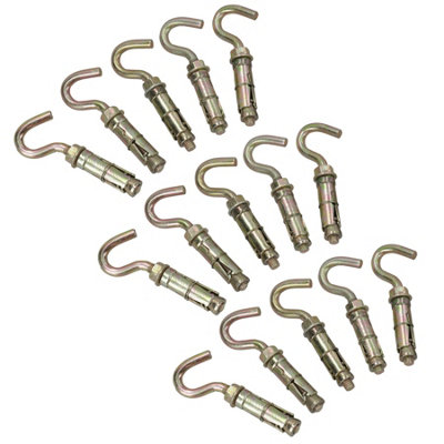 8mm Open Hook Eye Bolts Rawl Shield Wall Anchor Expansion Brick Stone ...