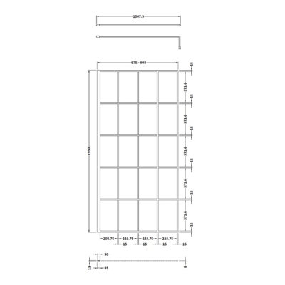 8mm Toughened Safety Glass Black Framed Wetroom Screen - 1000mm - Balterley - 3