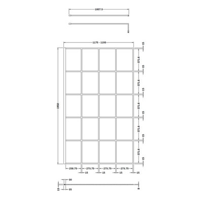 8mm Toughened Safety Glass Black Framed Wetroom Screen with Support Arm - 1200mm - Balterley - 3