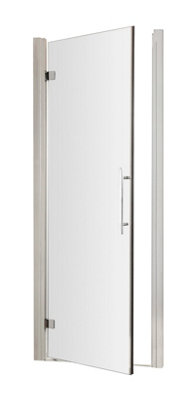 8mm Toughened Safety Glass Hinged Shower Door, Chrome, 900mm