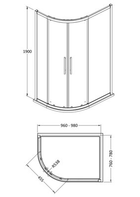 Buy 8mm Toughened Safety Glass Offset Shower Quadrant, Chrome - 1000 x 800mm at B&Q