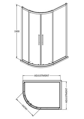 8mm Toughened Safety Glass Offset Shower Quadrant