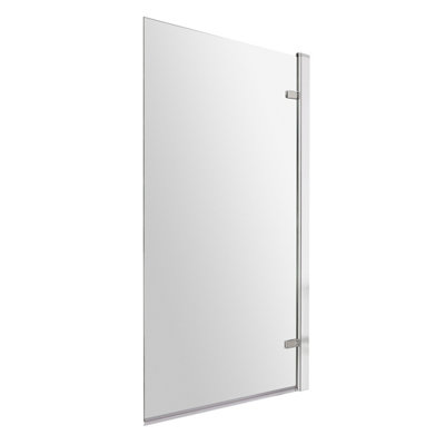 8mm Toughened Safety Glass Reversible Hinged Straight Shower Bath Screen - Chrome