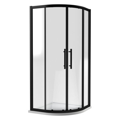 8mm Toughened Safety Glass Shower Quadrant, Black - 1000mm | DIY at B&Q