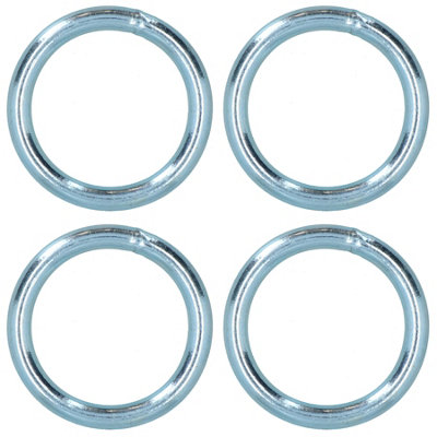 8mm x 50mm Steel Round O Rings Welded Zinc Plated 4 Pack DK36