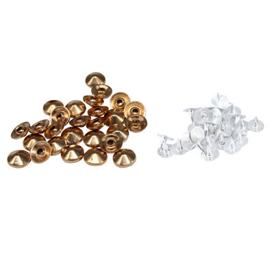 8mm x 5mm Cone Studs with Back Pin, Low Elevation Brass Leather Rivet, Gold - 100pcs