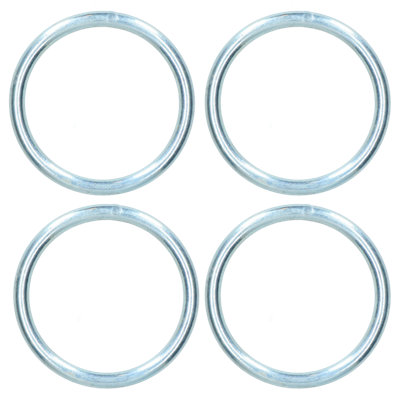 8mm x 75mm Steel Round O Rings Welded Zinc Plated 4 Pack DK34