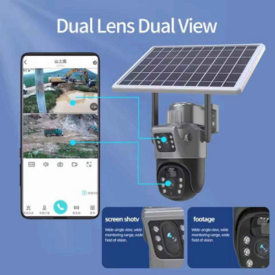 8MP 4K WiFi Solar Outdoor CCTV Camera Dual Lens PTZ with 64GB Storage