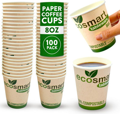 8oz Disposable Paper Cups 100 Pcs Stackable Hot Drink Cups for Home, Office, Gatherings, Eco-Friendly, Recyclable, Lightweight