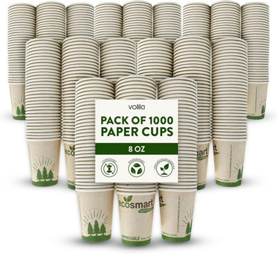 8oz Paper Cups 1,000 Pack Disposable Coffee Cup for Hot Drinks ...