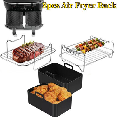 8pc Air Fryer Accessory Set for Ninja Dual AF300UK AF400UK - Racks ...