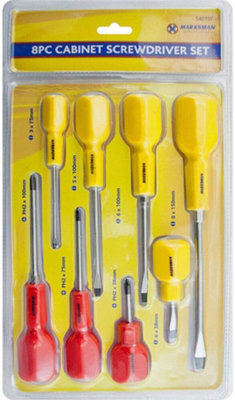 8Pc Cabinet Handle Screwdriver Set Tool Pozi Garage Mechanics Diy Heavy Duty