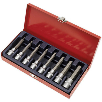 8pc METRIC Hex Key Socket Bit Set - 1/2" Square Drive - 5mm to 17mm x 100mm Long