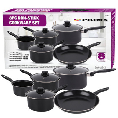 8Pc Non Stick Cookware Set Sauce Pan Carbon Steel Kitchen Saucepans ...