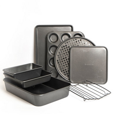 8pc Non-Stick Oven Set with Roasting Pan, 2x Baking Pans, 2x Baking ...