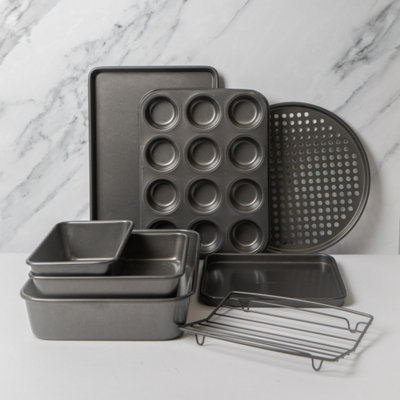 8pc Non-Stick Oven Set with Roasting Pan, 2x Baking Pans, 2x Baking ...