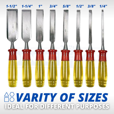 8pc Wood Chisel Set Hardened Blade Storage Case High Quality DIY Tool Set Polish