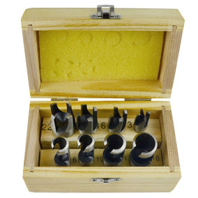 8pc Wood Plug Cutter / Cutting Set Dowel Maker Cutting Tools 10mm Shank