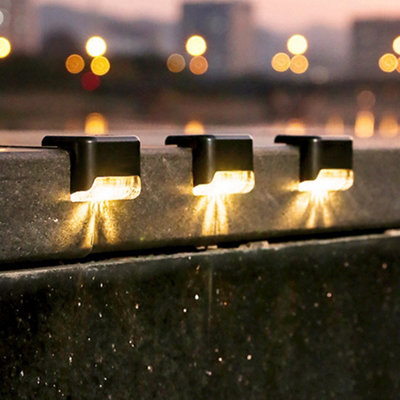 8Pcs Black Solar Powered Waterproof Step Light Deck Lights