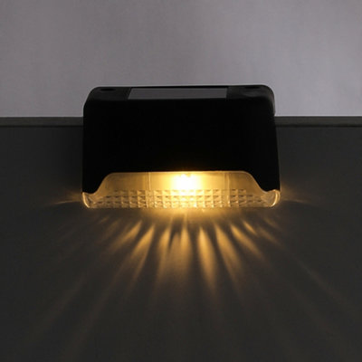 8Pcs Black Solar Powered Waterproof Step Light Deck Lights