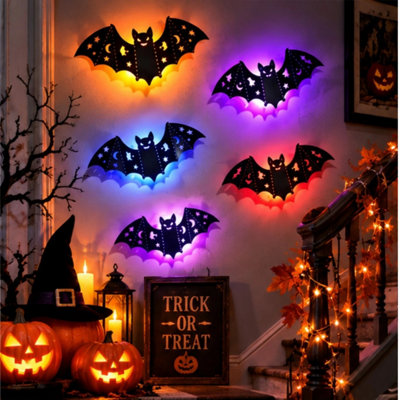 8Pcs Halloween Bat Wall Lights LED Glow Stickers Party Decoration