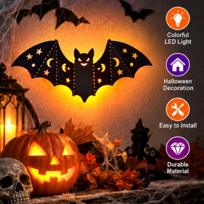 8Pcs Halloween Bat Wall Lights LED Glow Stickers Party Decoration