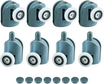 8pcs shower door rollers, single wheels. 4 top and 4 bottom runners for ...