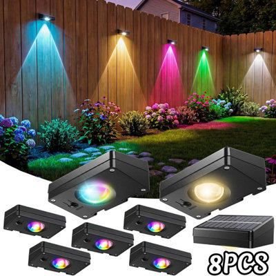 8PCS Solar Fence Lights Outdoor, 10 Color Solar Light Waterproof, Dusk ...