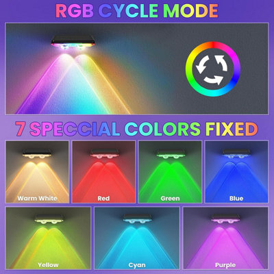 8PCS Solar Fence Lights Outdoor, 7 Color Modes, IP65 Waterproof RGB ...