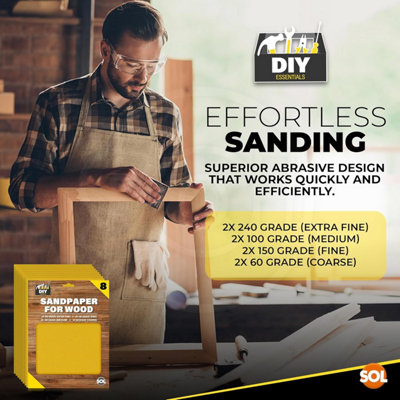8pk Sandpaper for Wood Assorted Sheets Extra Fine Fine Medium and ...