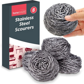 8pk Stainless Steel Scourer - Metal Scourer for Heavy Duty Cleaning - 6x6cm, Thick & Strong Wire Scourer, Wire Wool Cleaning Pads