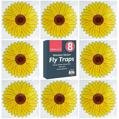 8pk Sunflower Fly Stickers for Windows - Fly Traps Indoor for Home Use ...