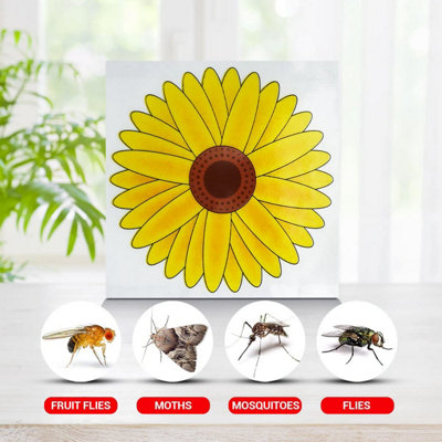 8pk Sunflower Fly Stickers for Windows - Fly Traps Indoor for Home Use - Window Fly Stickers - Fly Catcher Indoor, Fly Trap Indoor