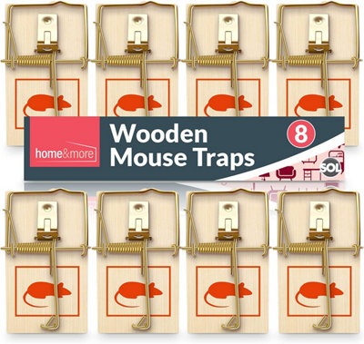 8pk Wooden Mouse Traps for Indoors - Durable Reusable Snap Traps