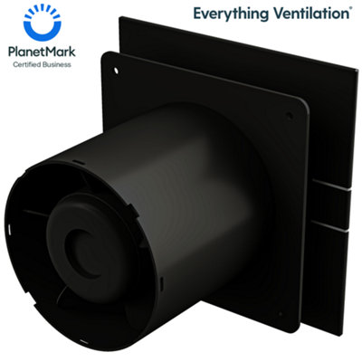 8W Axial Bathroom Extractor Fan with Electronic Timer & Quiet Operation (100mm with Timer, Black)