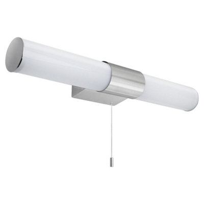 8w LED Bathroom Frosted Mirror Wall Light With Pull Cord Cool White ...
